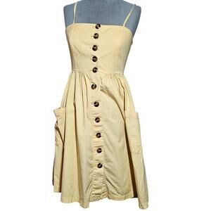 Robin K Heritage Yellow Button-Up Sun Dress Size Small